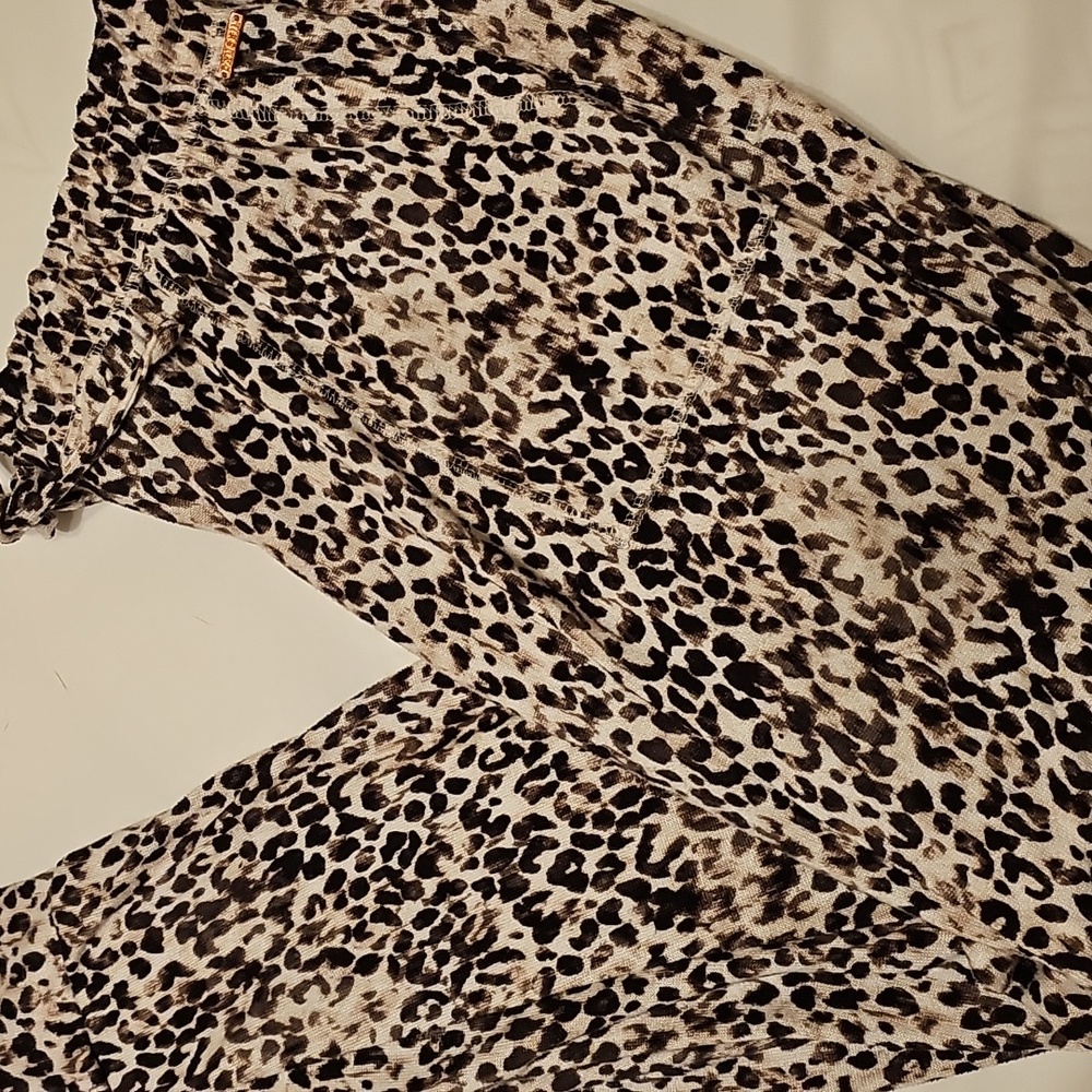 Danskin Brown and Black Leopard Print Hacci Knit Joggers XL